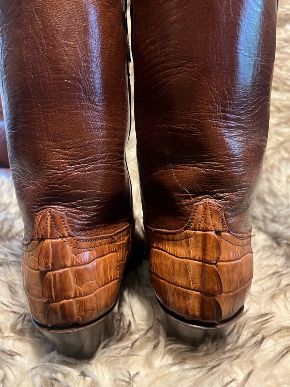 Men's BLACK JACK TOP QUALITY CAIMAN & LEATHER Western Boots with Star Med-Sz 9 D - Picture 8 of 16